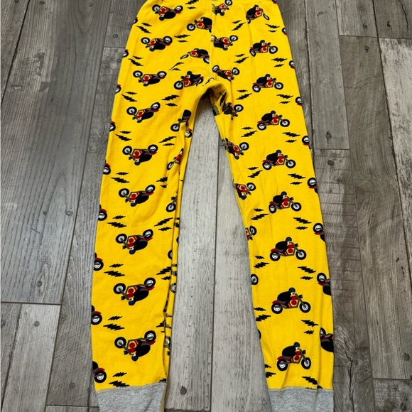 Hanna Andersson 130 US 8 Yellow motorcycle Long John Pajamas Set PJs - Picture 5 of 6